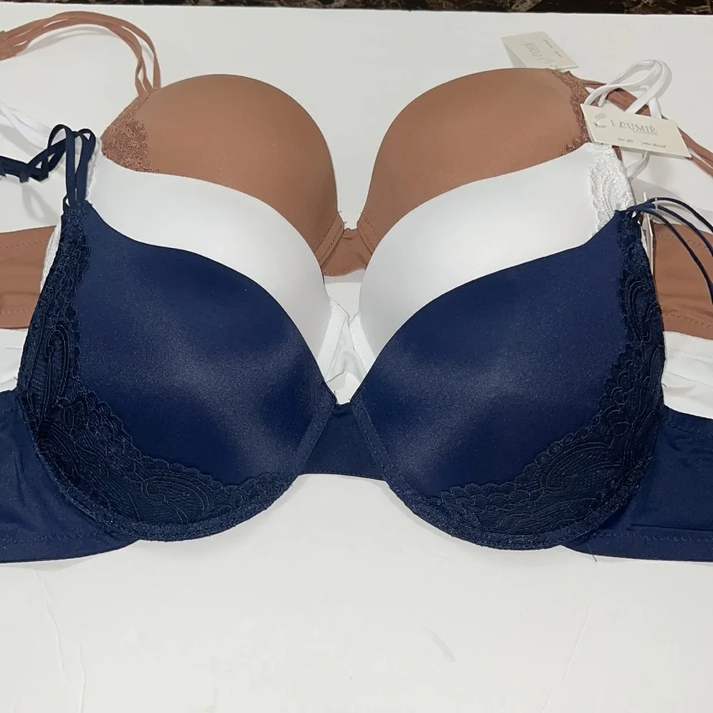 Bundle 3 Pieces  Comfort Fit Push Up Padded T- Shirt 3 Hooks Bra Cup D & DD.